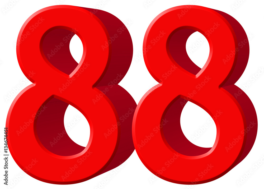 Numeral 88, eighty eight, isolated on white background, 3d rende Numeral 88, eighty eight, isolated on white background, 3d rende