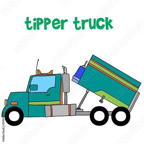 Blue tipper truck vector art