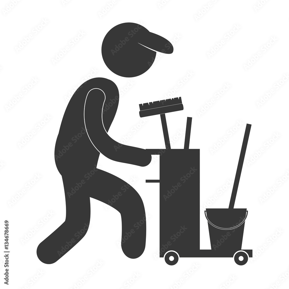 cleaning service worker pictogram icon image vector illustration design cleaning service worker pictogram icon image vector illustration design