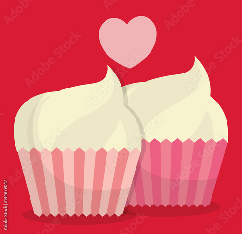 cupcakes valentines day themed image vector illustration design 