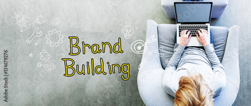 Brand Building text with man