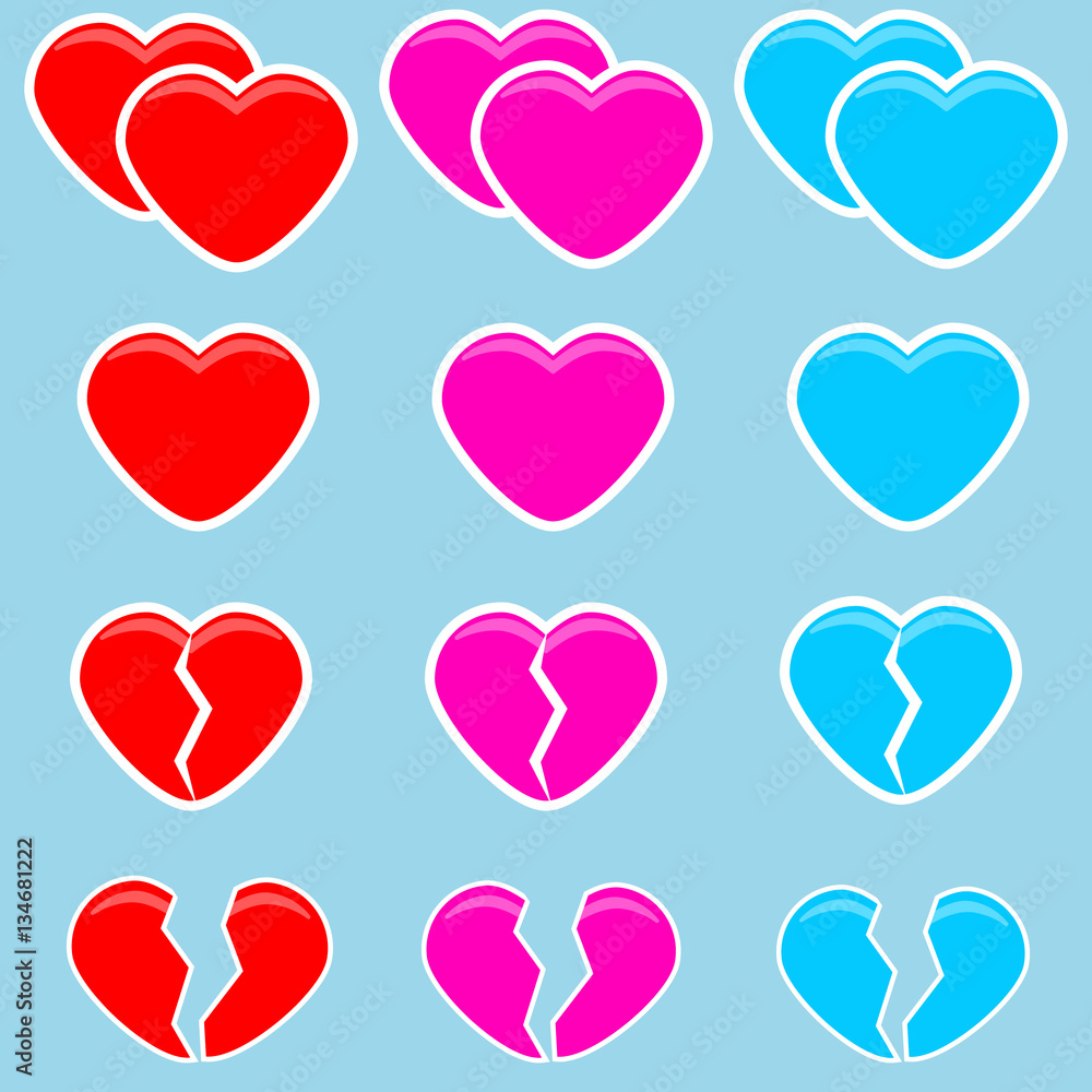 Colorful hearts set