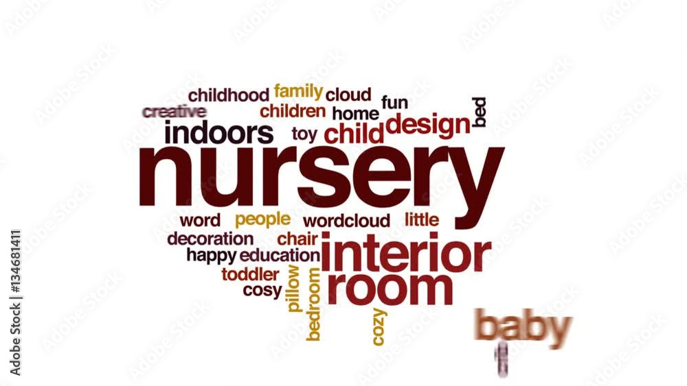 Nursery animated word cloud, text design animation. Nursery animated word cloud, text design animation.