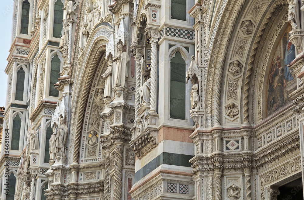Detail of Cathedral of Saint Mary of the Flower in Florence, Italy