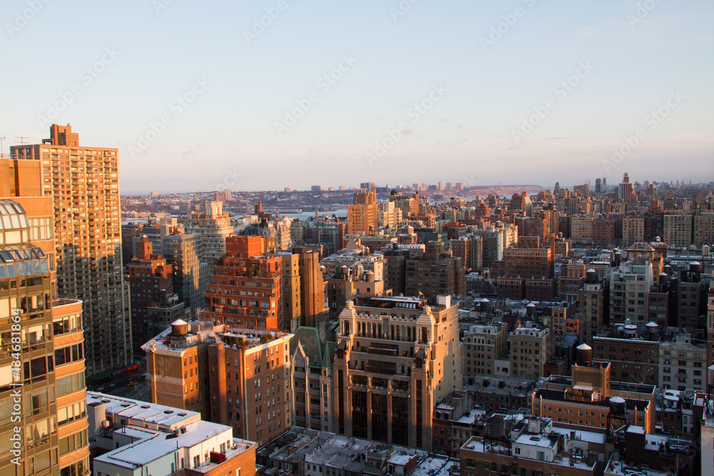 New York cityscape upper east side looking north after a light s