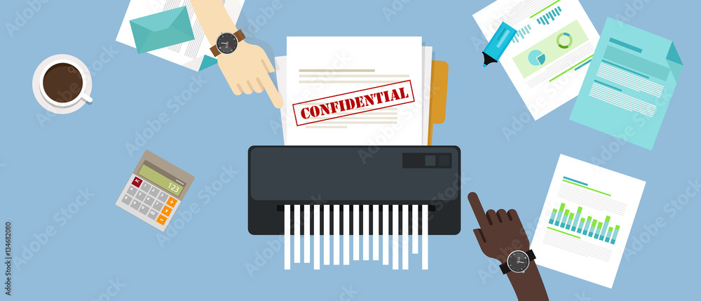 paper shredder confidential and private document office information  protection Stock Vector | Adobe Stock