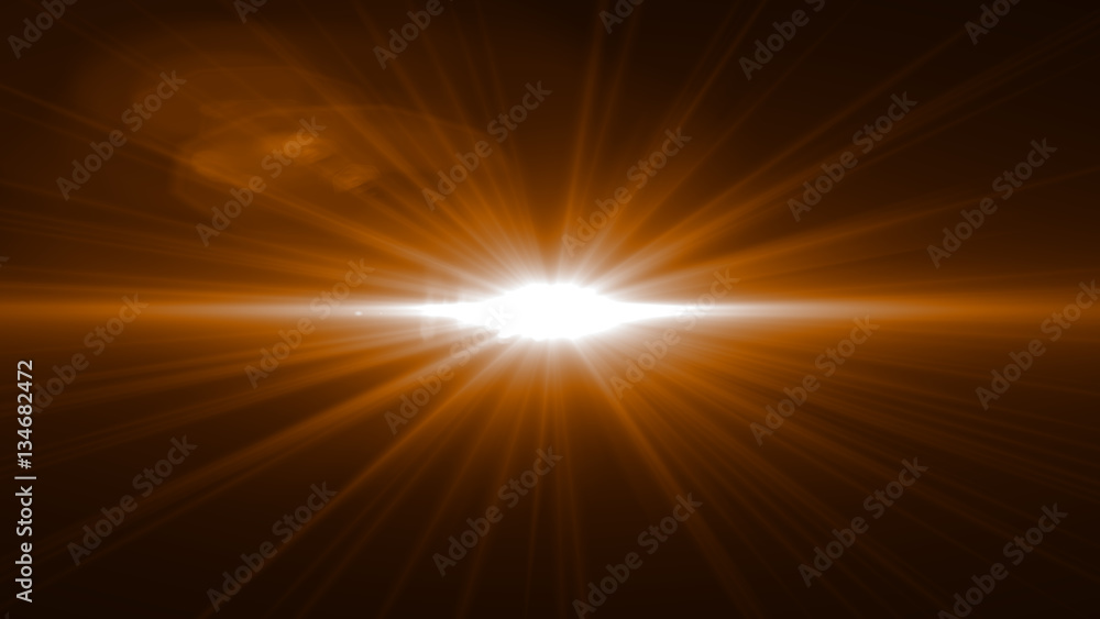 Lens Flare light over Black Background. Easy to add overlay or s