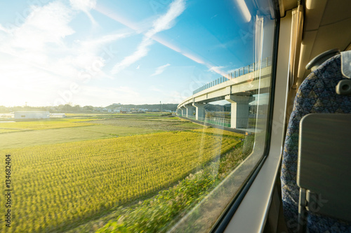 The view from the train window overlooking the farm..