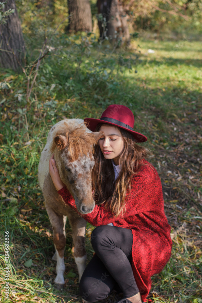 the girl in the red cardigan with horse