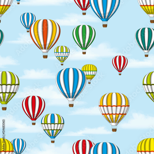 Seamless background illustration of some hot air balloons
