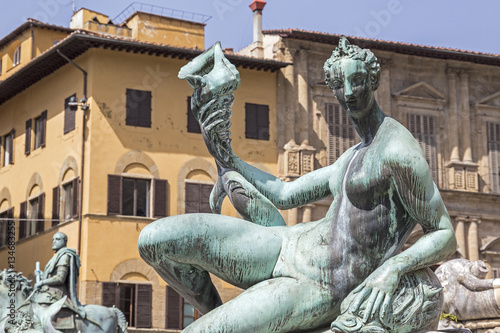 Detail of Fountain of Neptune in Florence, Italy