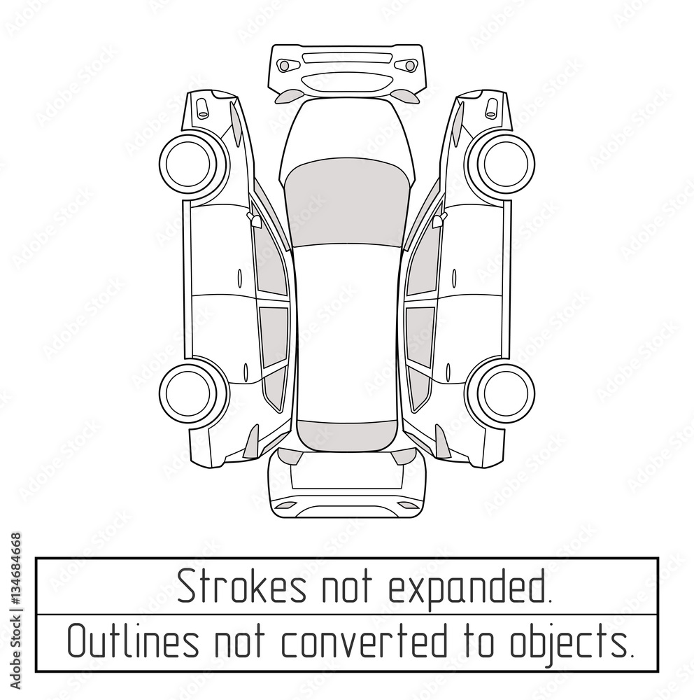 Obraz premium car suv drawing outlines not converted to objects
