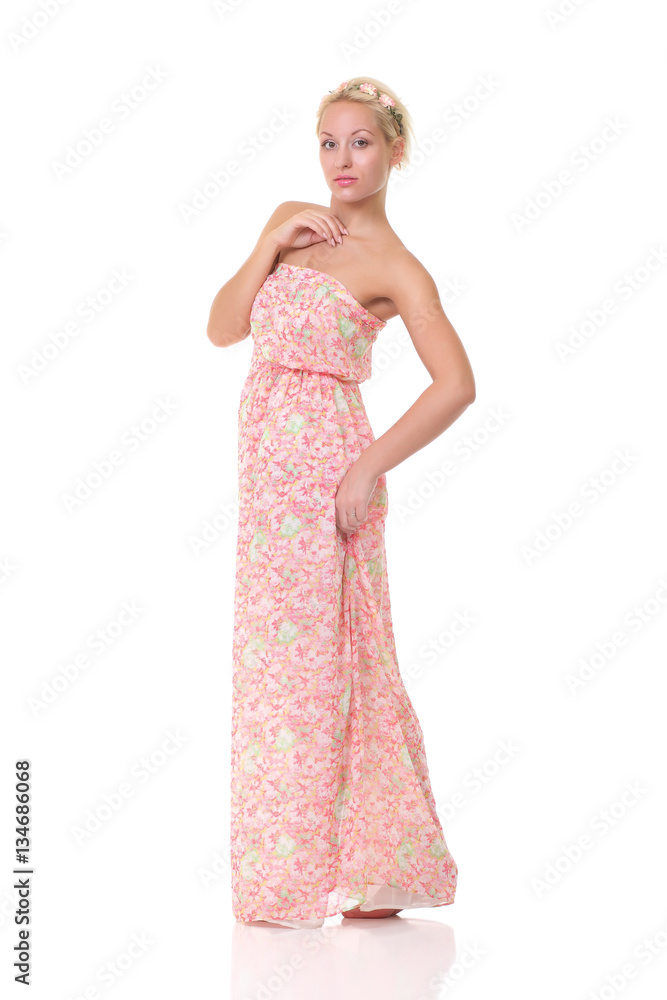 Woman in Colorful Light Sundress Woman in Colorful Light Sundress