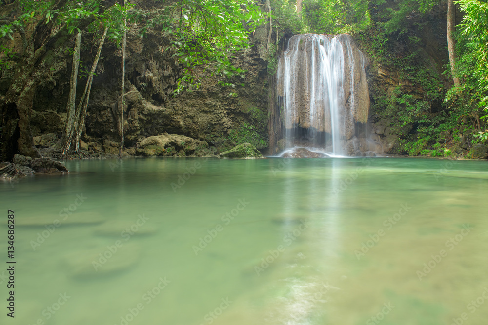 Waterfall in forest at Erawan waterfall National Park, Kanchanaburi, Thailand Waterfall in forest at Erawan waterfall National Park, Kanchanaburi, Thailand