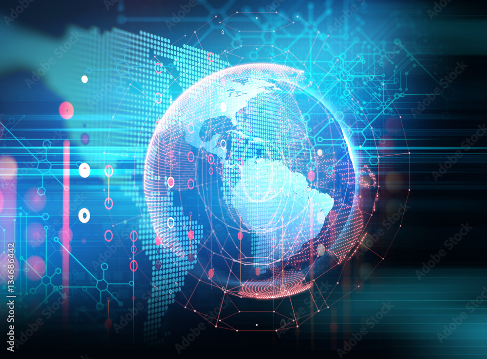 3d illustration of futuristic earth map technology abstract back 3d illustration of futuristic earth map technology abstract back