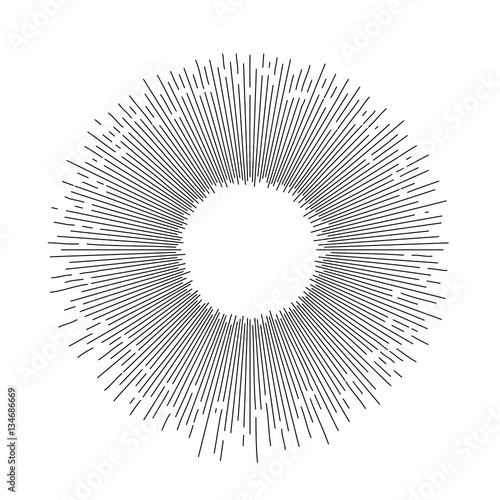 Black rays of sunburst, monochrome retro sign
