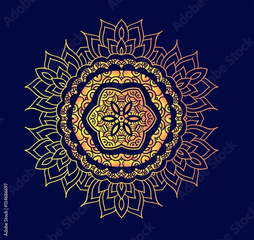 Creative mandala logo design. Symmetrical kaleidoscope pattern. For invitation, wedding, banner, greeting card. Vector illustration.