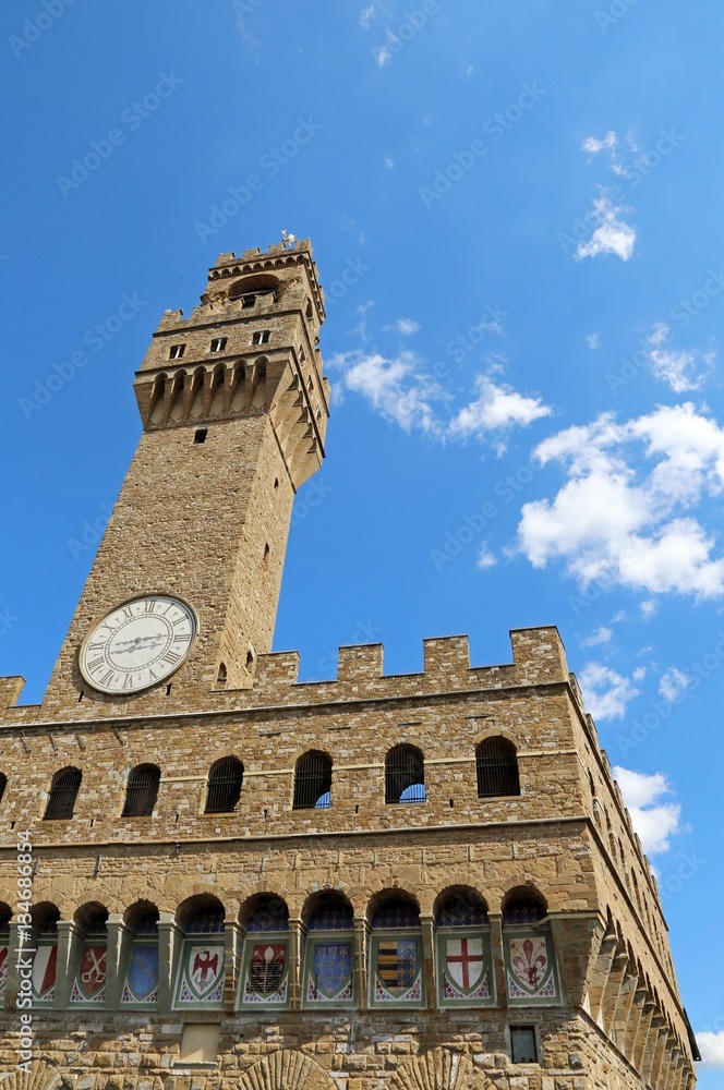Florence Italy Old Palace called Palazzo Vecchio and clock tower