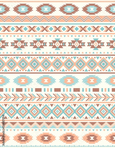 Seamless Ethnic pattern textures. Brown & Blue colors. Navajo geometric print. Rustic decorative ornament. Abstract geometric pattern. Native American pattern. Ornament for the design of clothing