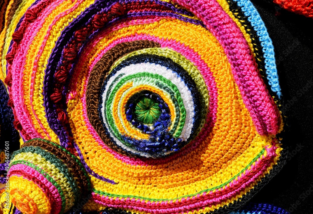 colorful weavings of wool and cotton threads with geometric shap colorful weavings of wool and cotton threads with geometric shap