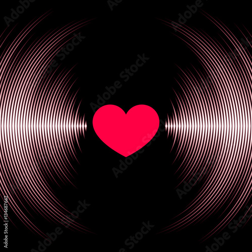Valentine's Day card with vinyl tracks and heart