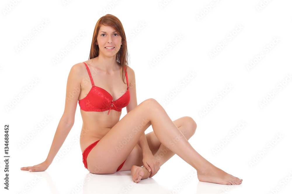 Obraz premium sexy model in red lingerie