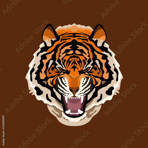 Fototapeta Naklejka Na Ścianę i Meble -  tiger face vector illustration style Flat