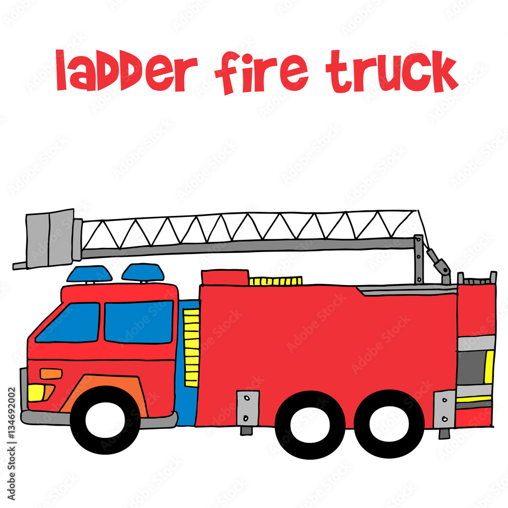 Vector of ladder fire truck Stock Vector | Adobe Stock
