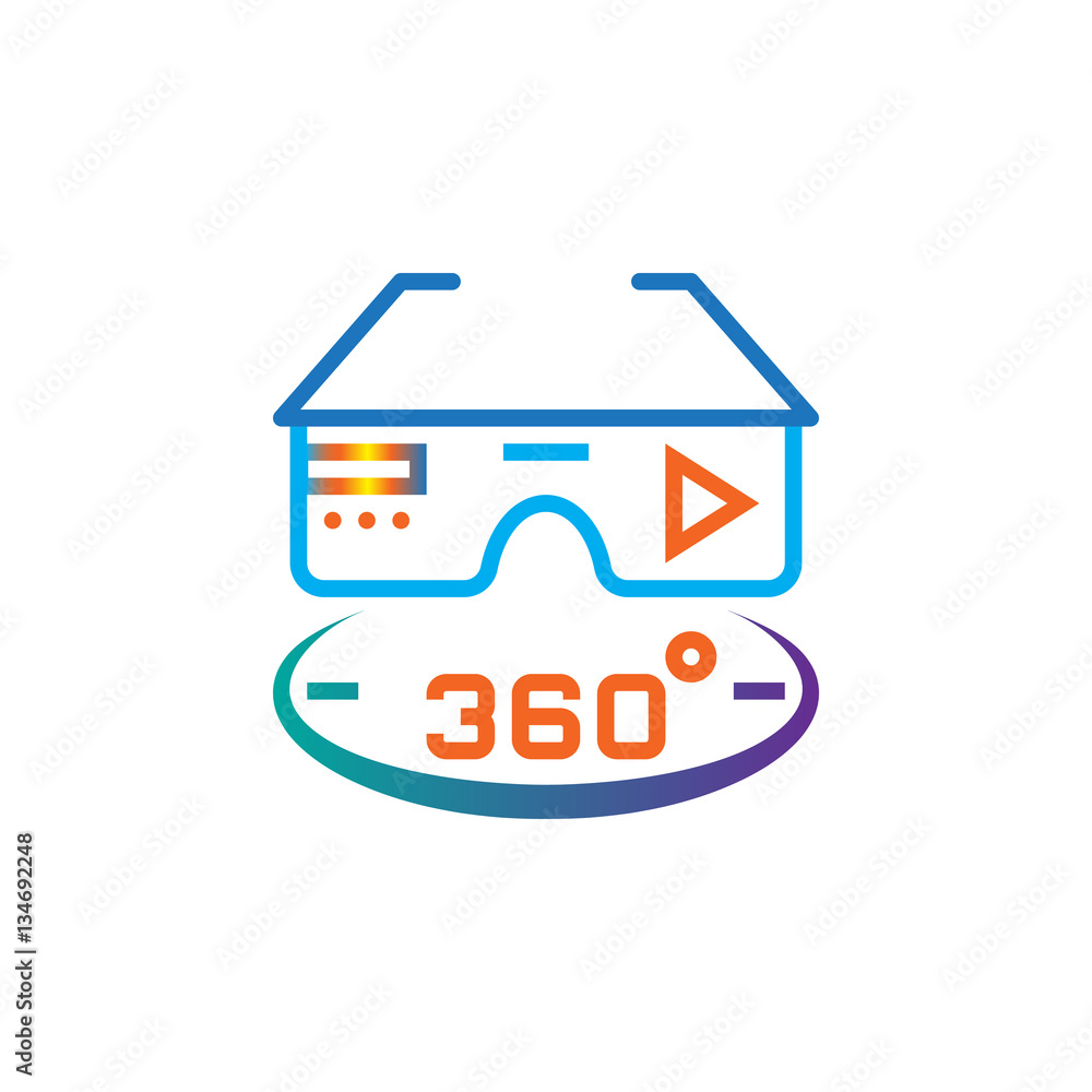 360 degree vr glasses line icon, outline vector logo illustration, linear pictogram isolated on white 360 degree vr glasses line icon, outline vector logo illustration, linear pictogram isolated on white
