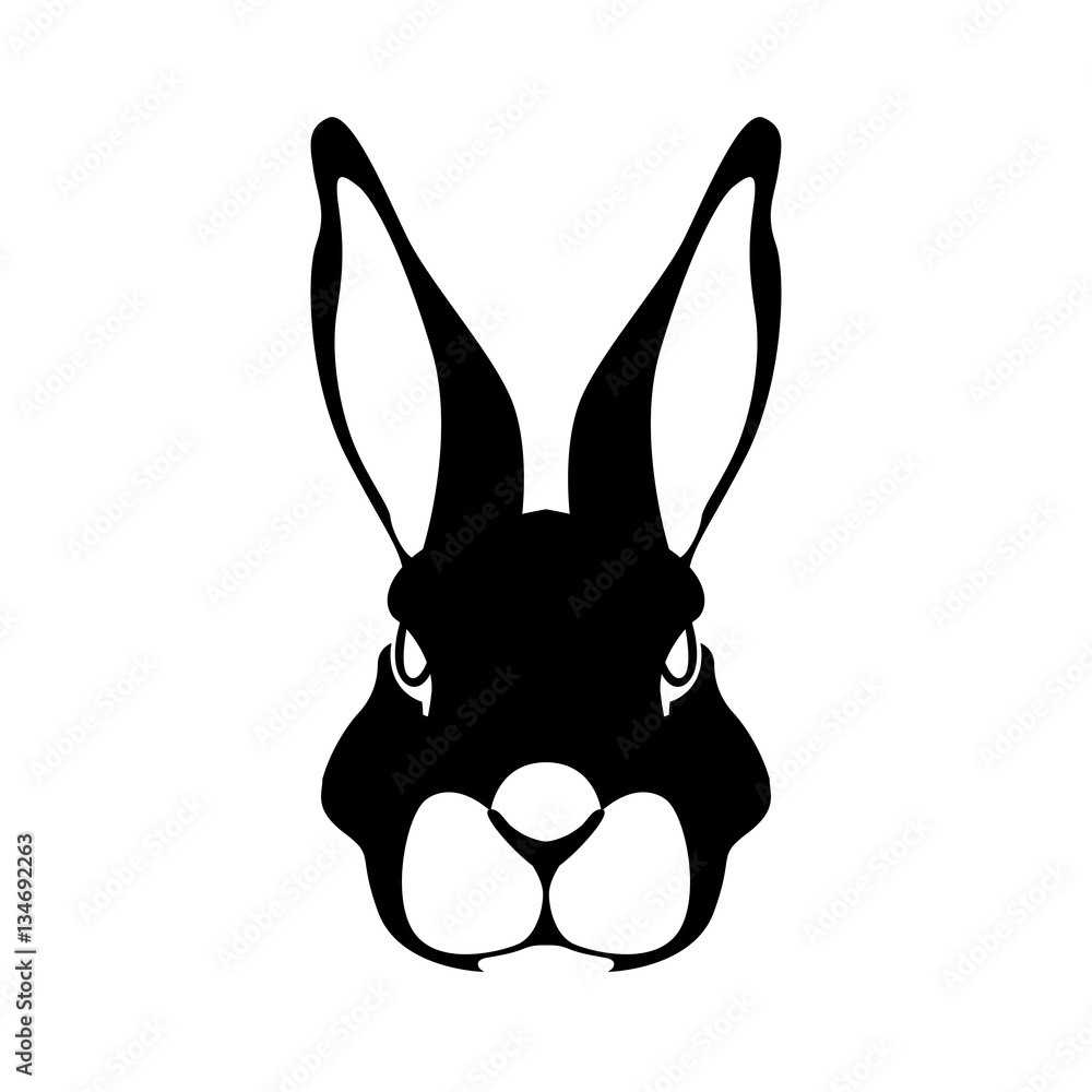 Naklejka premium królik twarz wektor ilustracja styl płaski