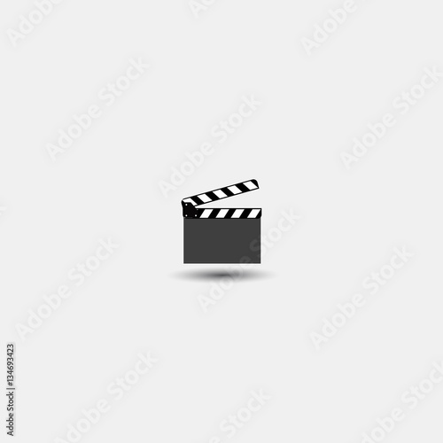 Vector clapper icon. Flat design on a white background