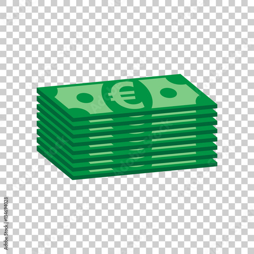 Stacks of euro cash. Vector illustration in flat design on isolated background