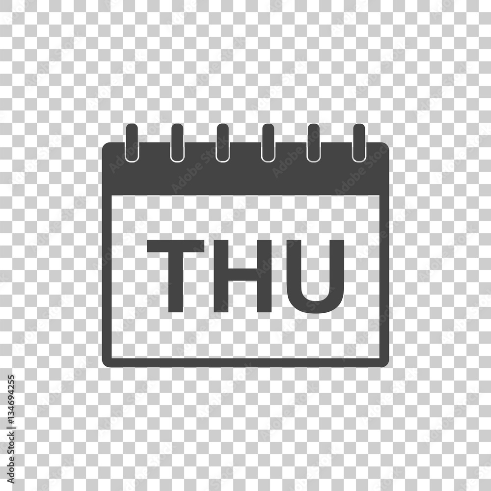 Thursday calendar page pictogram icon. Simple flat pictogram for business, marketing, internet concept. Trendy modern vector symbol for web site design or mobile app Thursday calendar page pictogram icon. Simple flat pictogram for business, marketing, internet concept. Trendy modern vector symbol for web site design or mobile app