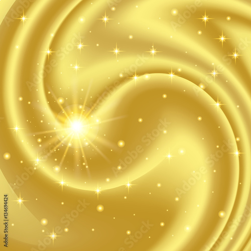 Gold abstract background with stars and particles. Vector illustration