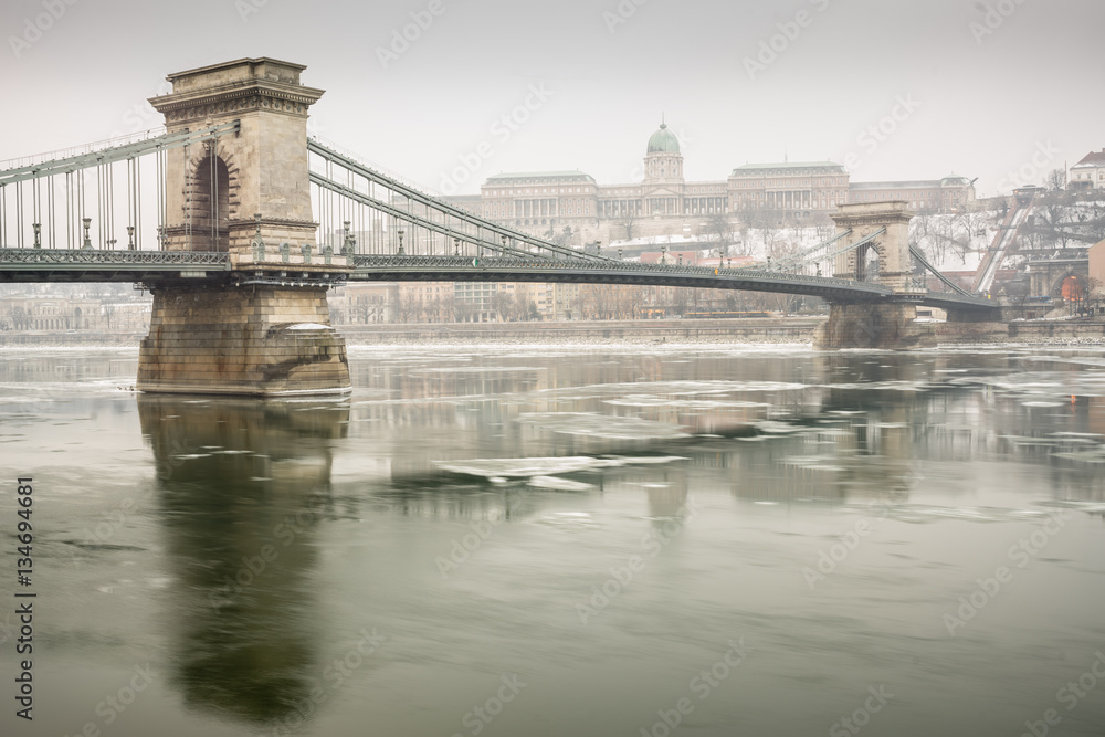 Ice flowing on river Danube