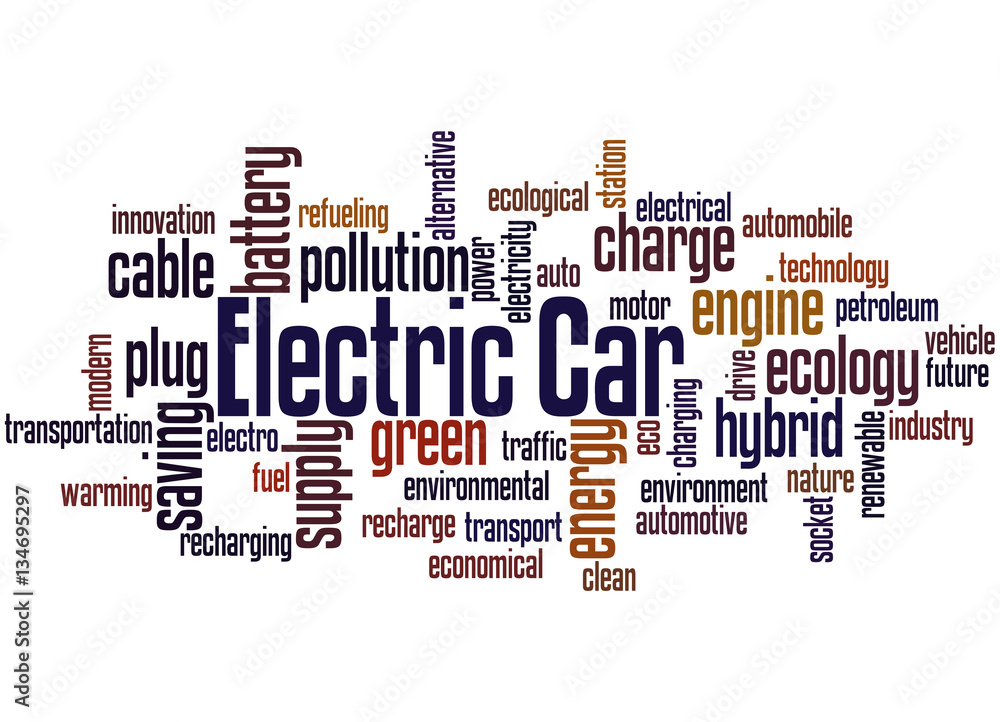 Fototapeta premium Electric Car, word cloud concept 2