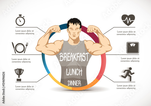 Fitness - strong man - gym concept - healthy diet