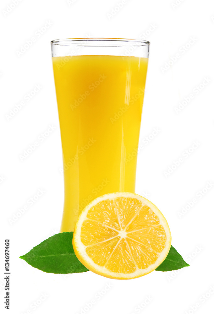 lemon juice with slices of lemon in the glass isolated on white lemon juice with slices of lemon in the glass isolated on white