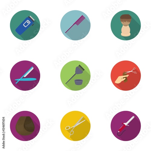 Hairdresser set icons in flat style. Big collection of hairdresser vector symbol stock illustration