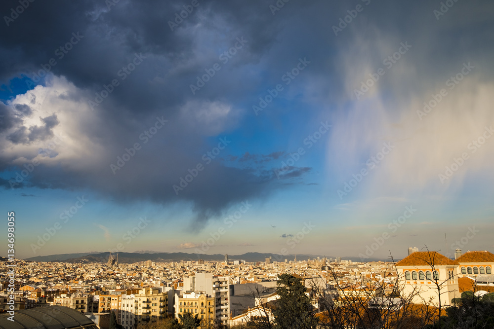 Rain over Barcelona Catalonia