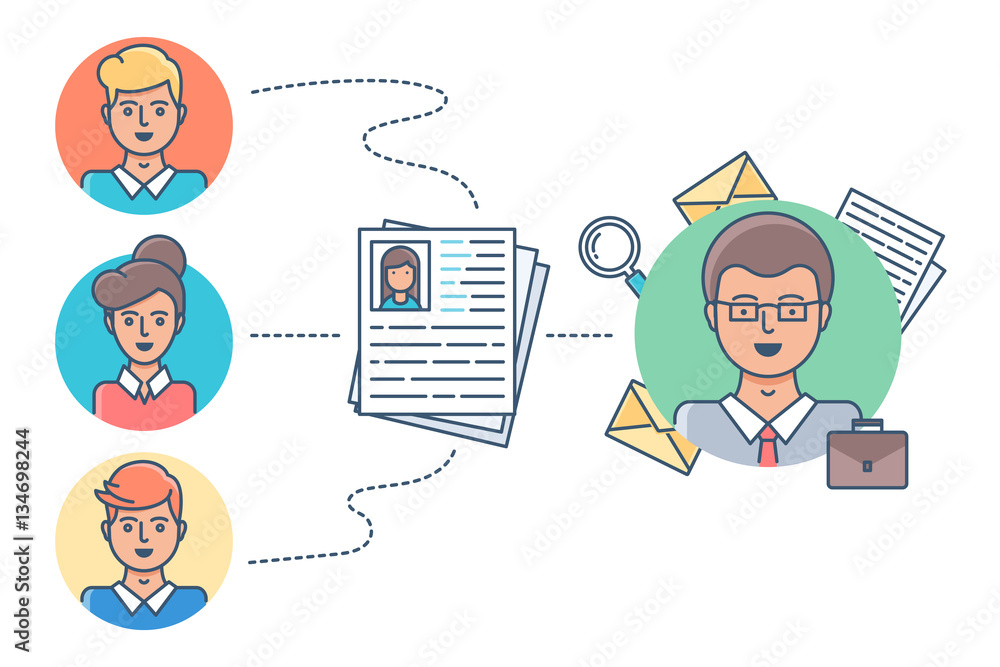 Human resources, recruitment vector illustration