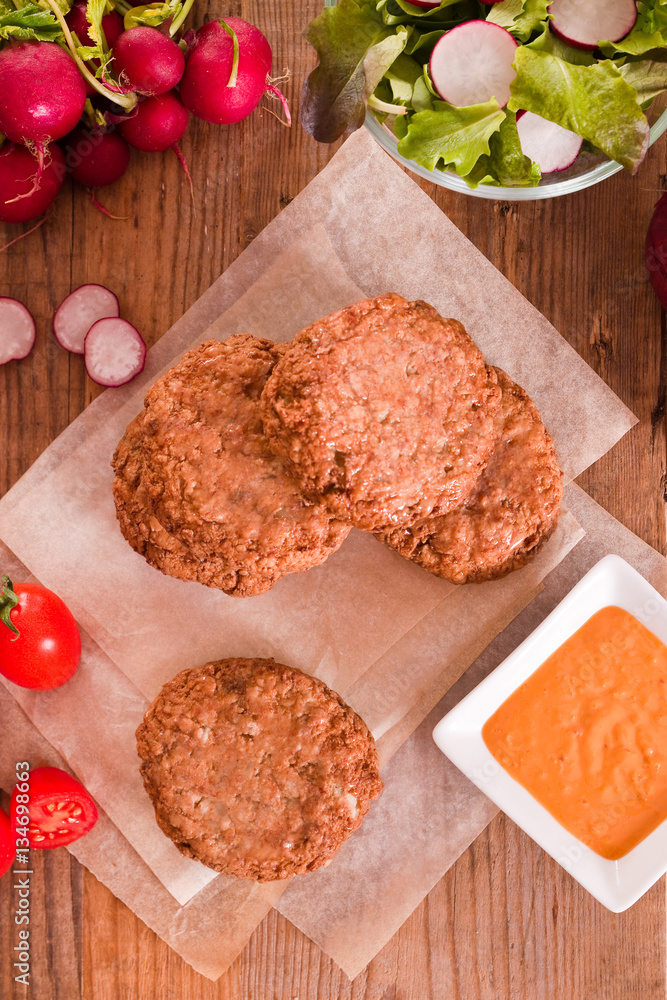 Meatballs with salad. Meatballs with salad.