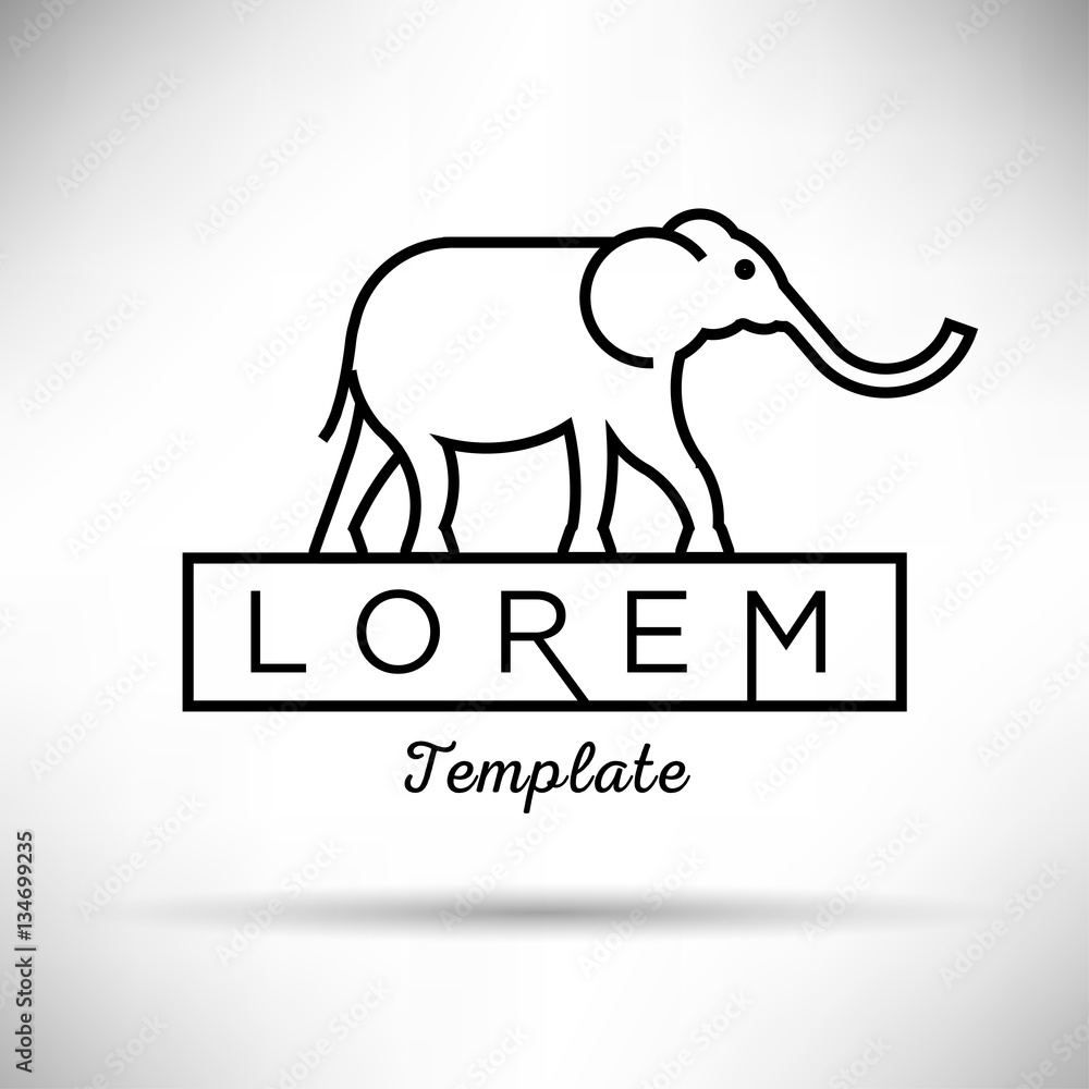 Obraz premium Linear Elephant Sign Vector Design