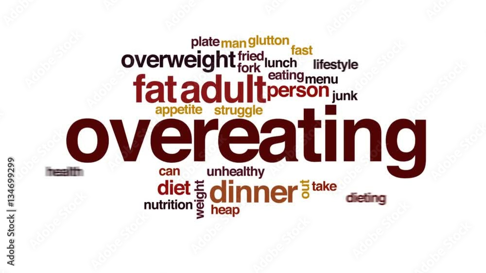 Overeating animated word cloud, text design animation. Overeating animated word cloud, text design animation.
