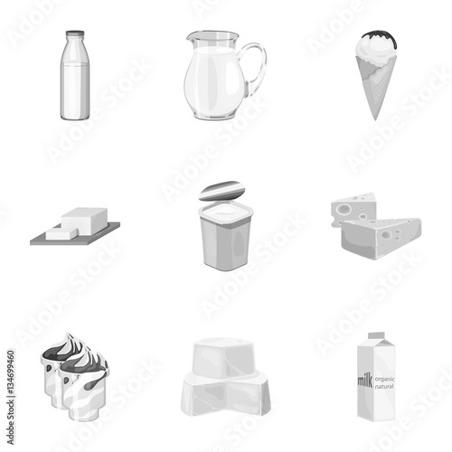 Milk product and sweet set icons in monochrome style. Big collection of milk product and sweet vector symbol stock illustration