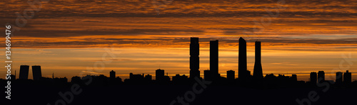 Skyline of Madrid at dusk