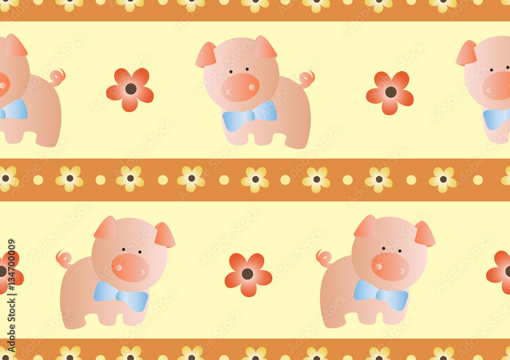 seamless pattern with toy baby deer and green leaves on a light yellow background seamless pattern with toy baby deer and green leaves on a light yellow background