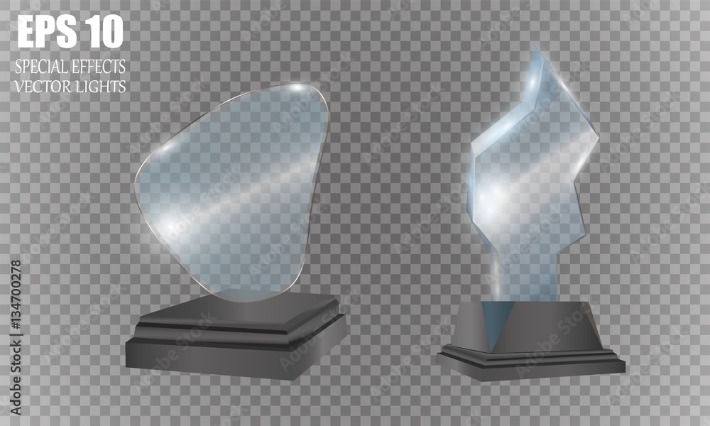 Set Of Glass Trophy Award. Vector illustration isolated on transparent background Set Of Glass Trophy Award. Vector illustration isolated on transparent background