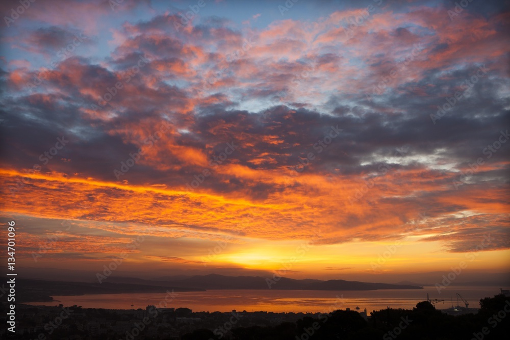 Coucher de soleil dans la baie Coucher de soleil dans la baie