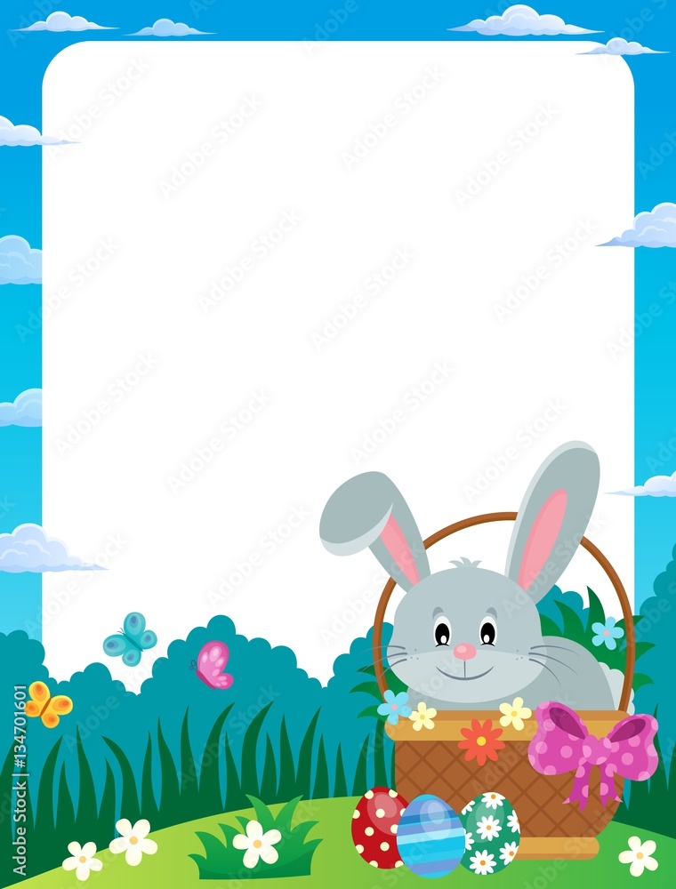 Obraz premium Frame with Easter bunny in basket